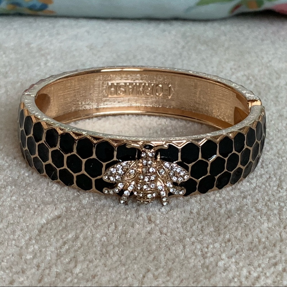 Bee & Honeycomb Bangle with Rhinestones